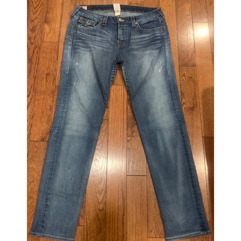 True Religion USA Jeans 32 Straight Y2K‎ Distressed Denim